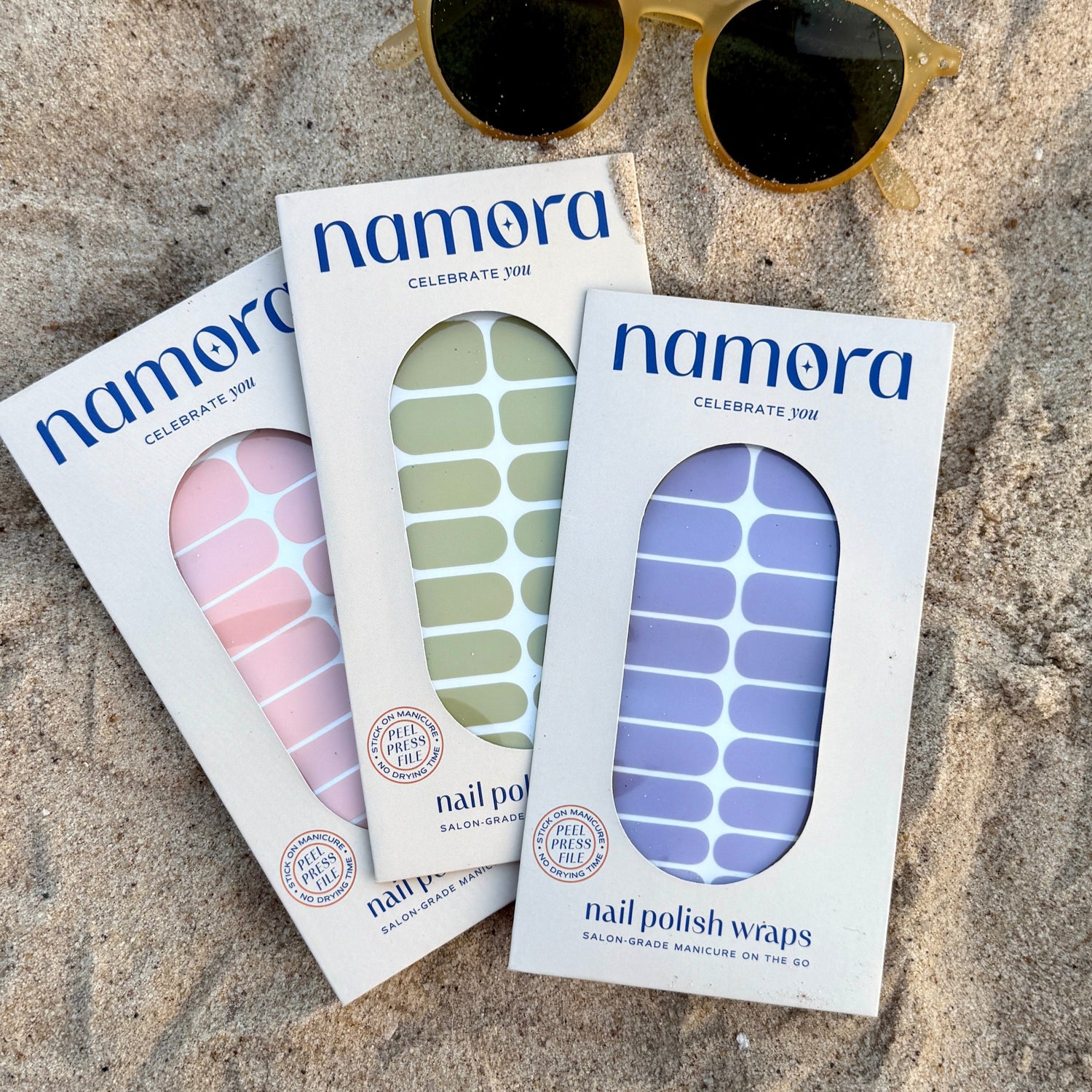 namora nail wraps, beachy solid colors 