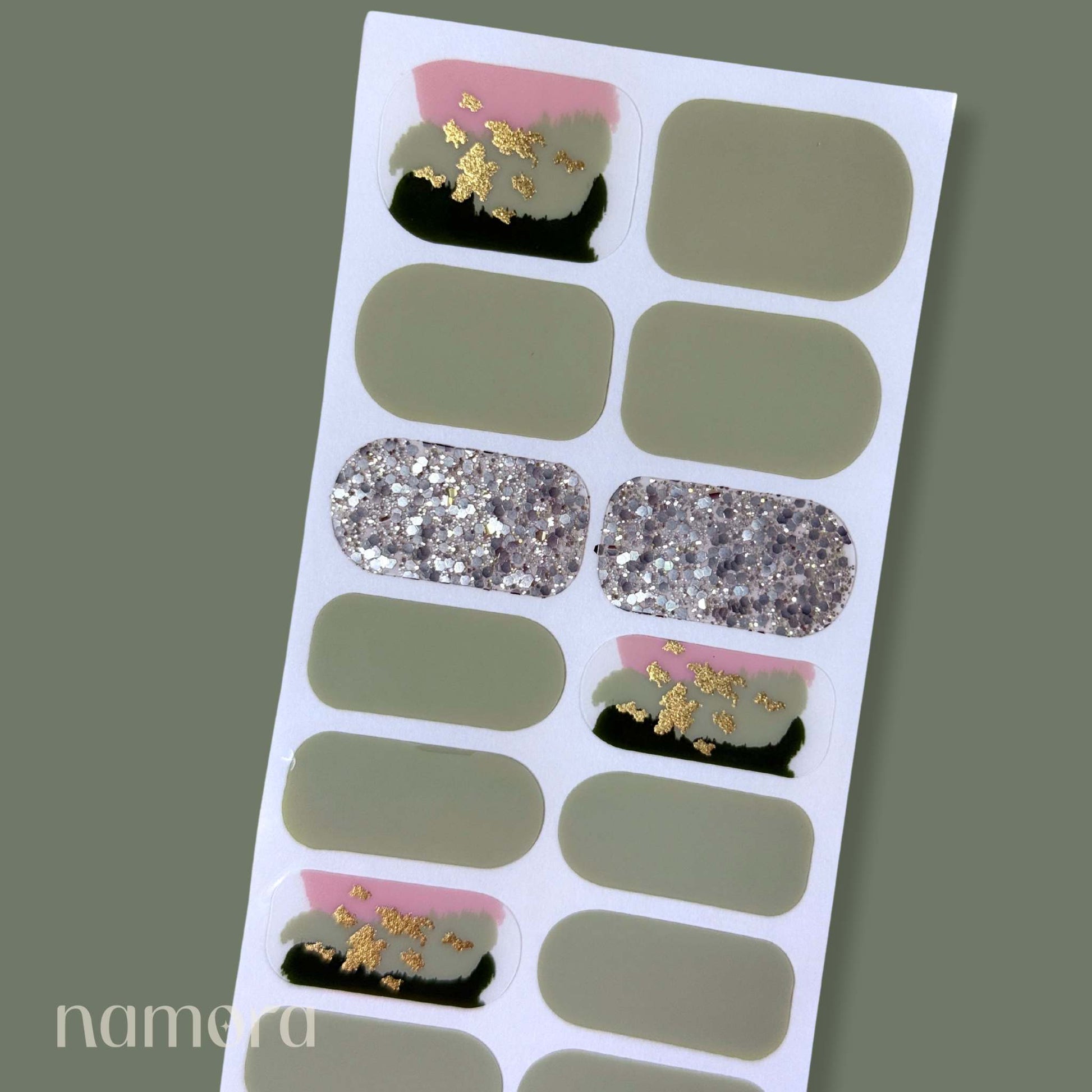 namora nail wraps sage green nail art strip